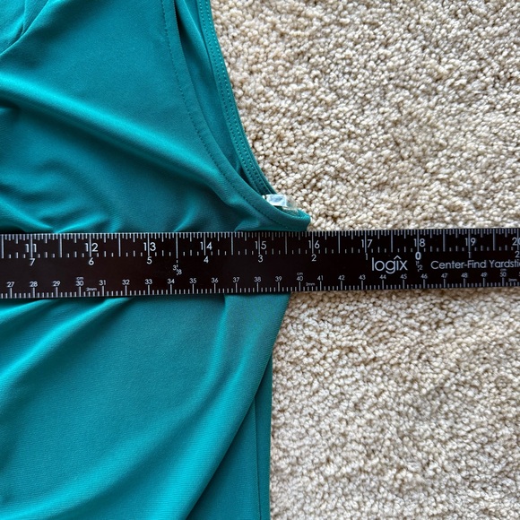 Tahari Arthur S. Levine NWT Sleeveless Teal Draped Neck Blouse XS - Picture 4 of 5